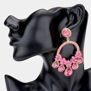 Elegant Pink and Gold Drop Earrings